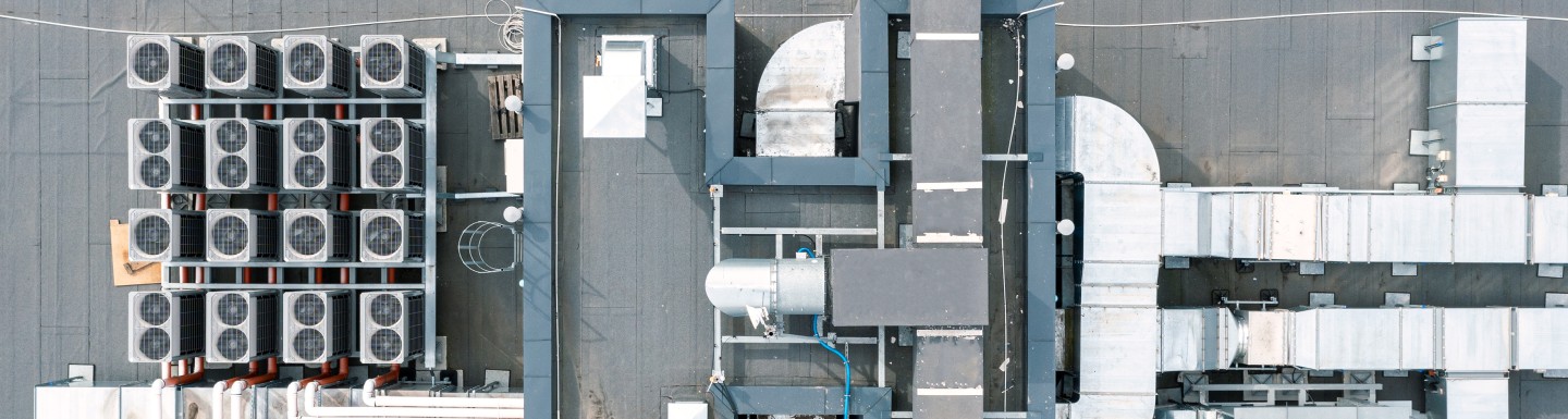 Efficient ventilation system on the roof of an office building